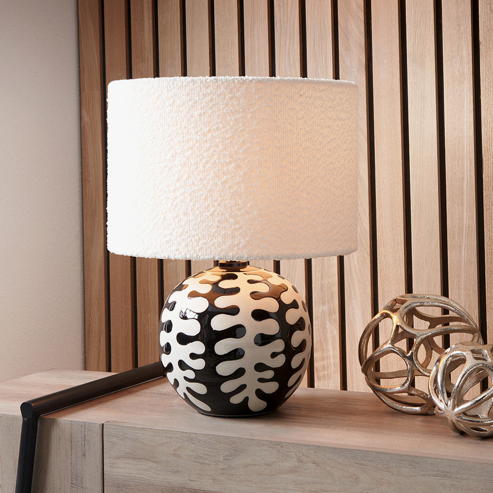 Elkorn Black & White Coral Ceramic Table Lamp - Base Only